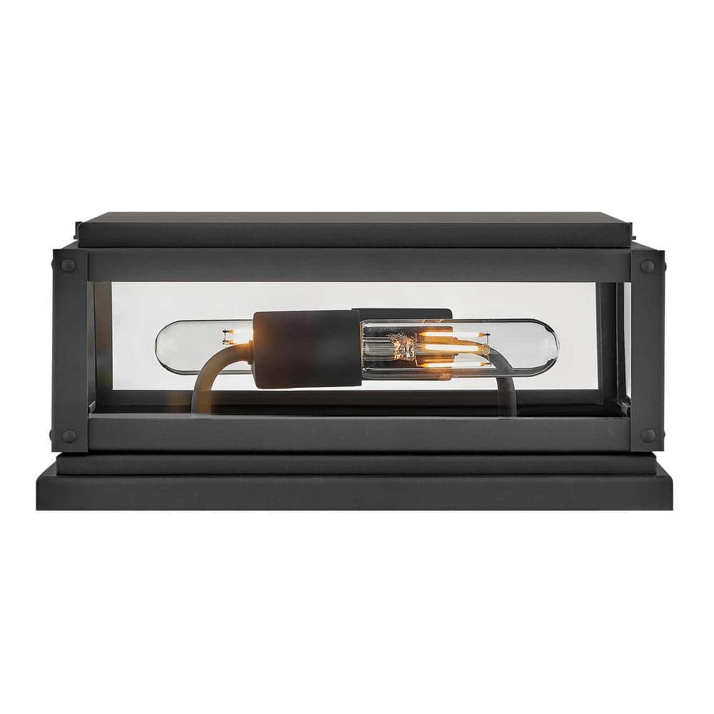 Max Black Aluminum 2-Light Outdoor Pier Mount Light