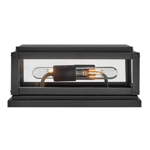 HINKLEY - Max 2-Light Black Aluminum Weather Resistant Pier Mount Light with No Bulbs Included