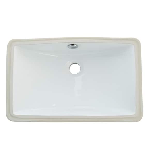 Kingston Brass Courtyard Rectangular Undermount Bathroom Sink in White