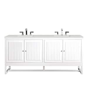 Athens 72.0 in. W x 23.5 in. D x 34.5 in. H Double Bath Vanity in Glossy White with Lime Delight Quartz Top