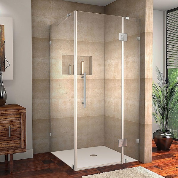 SUNNY SHOWER Corner Shower Enclosure with 1/4 in. Clear Glass Double Glass  Sliding Square Shower Doors 36 x 36 x 72 inch, Chrome Finish, Shower Base