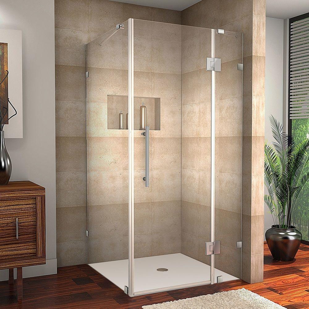 Avalux 39" x 72" Frameless Chrome Clear Glass Shower Enclosure