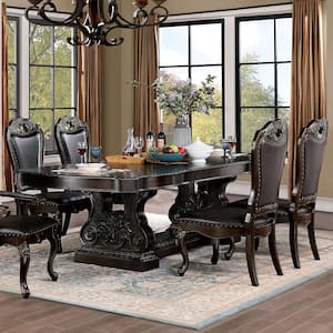 Rolling Knoll 5-Piece Rectangle Walnut and Dark Brown Solid Wood Top Dining Table Set