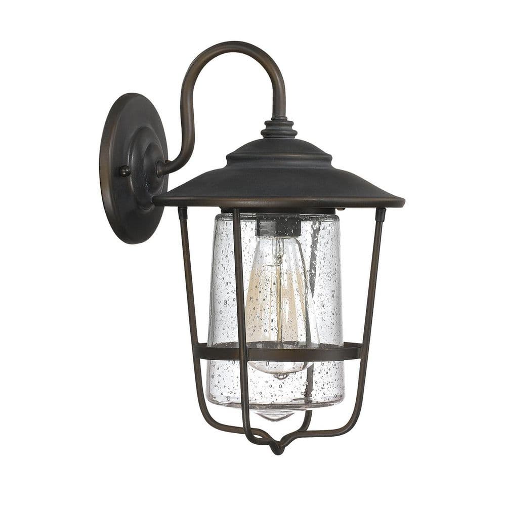 Creekside 8 in. W x 13 in. H 1-Light Clear Seeded Glass Outdoor Wall Lantern in Old Bronze price history on PriceWatchPro