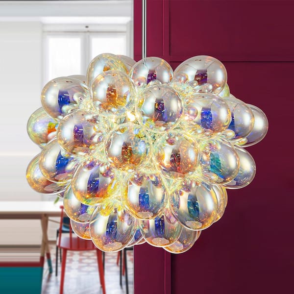 Nora 6-Light Colorful Modern Dimmable Sphere Glass Globe Bubble Gorgeous Chandelier