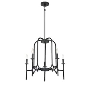 Muncie 5-Light Black Candle Chandelier for Dining Room with No Bulbs Included