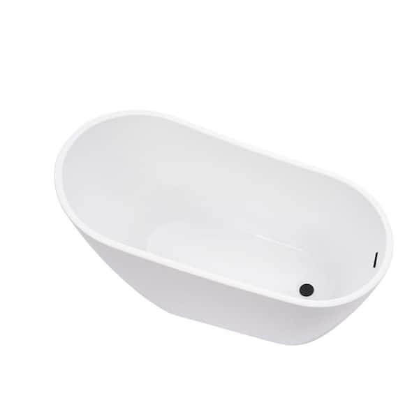 Colombes 67 in. Acrylic Flatbottom Freestanding Bathtub in White