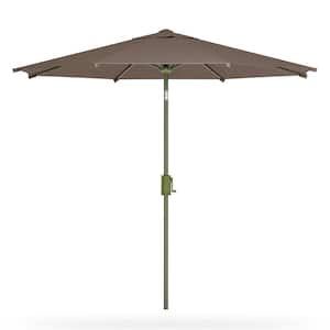 9 ft. Aluminum Market Tilt Umbrella in Brown with 360° Rotation Design