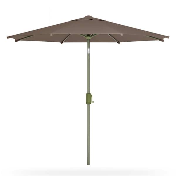 LAUSAINT HOME 9 ft. Aluminum Market Tilt Umbrella in Brown with 360° Rotation Design