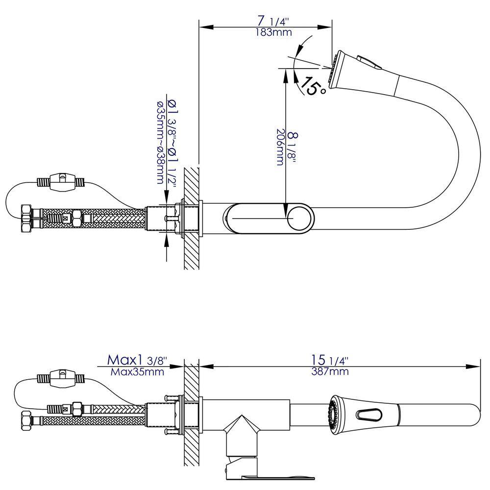 Polished Chrome Gooseneck Pull Down Kitchen Faucet