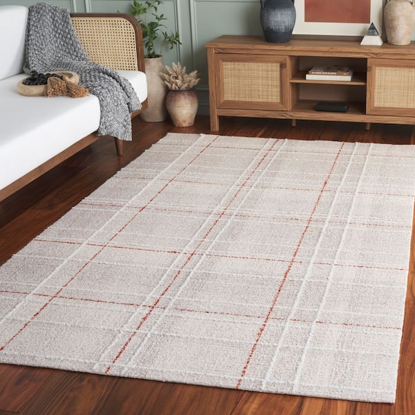 Genre 5 ft. x 8 ft. Beige/Rust Plaid Area Rug