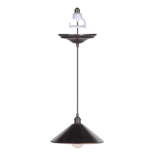 Worth Home Products Instant Pendant 1-Light Brushed Bronze Recessed Light Conversion Kit with Metal Shade