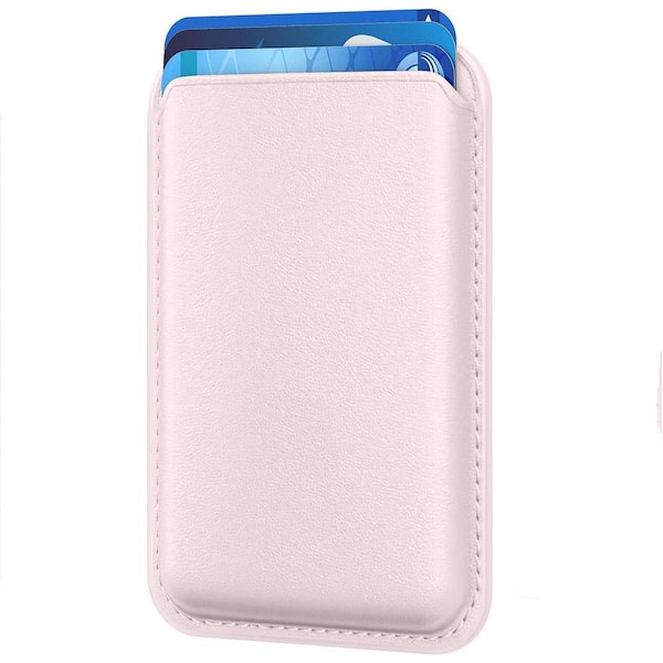 OBJLGEV Magnetic Card Holder Wallet for iPhone 15/14/13/12 Pro/Promax with RFID Blocking, Strong N52 Magnets, Light Pink