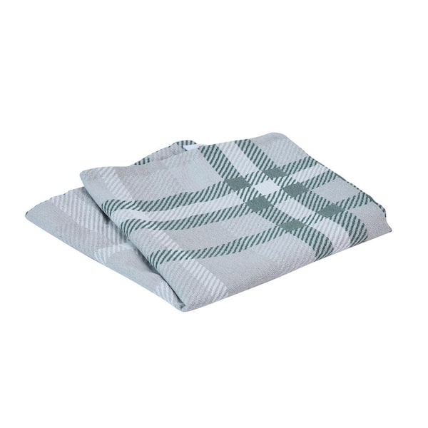 Astella Pacifica 24 in. x 24 in. Tartan Jade Square Outdoor Throw Pillow Cover
