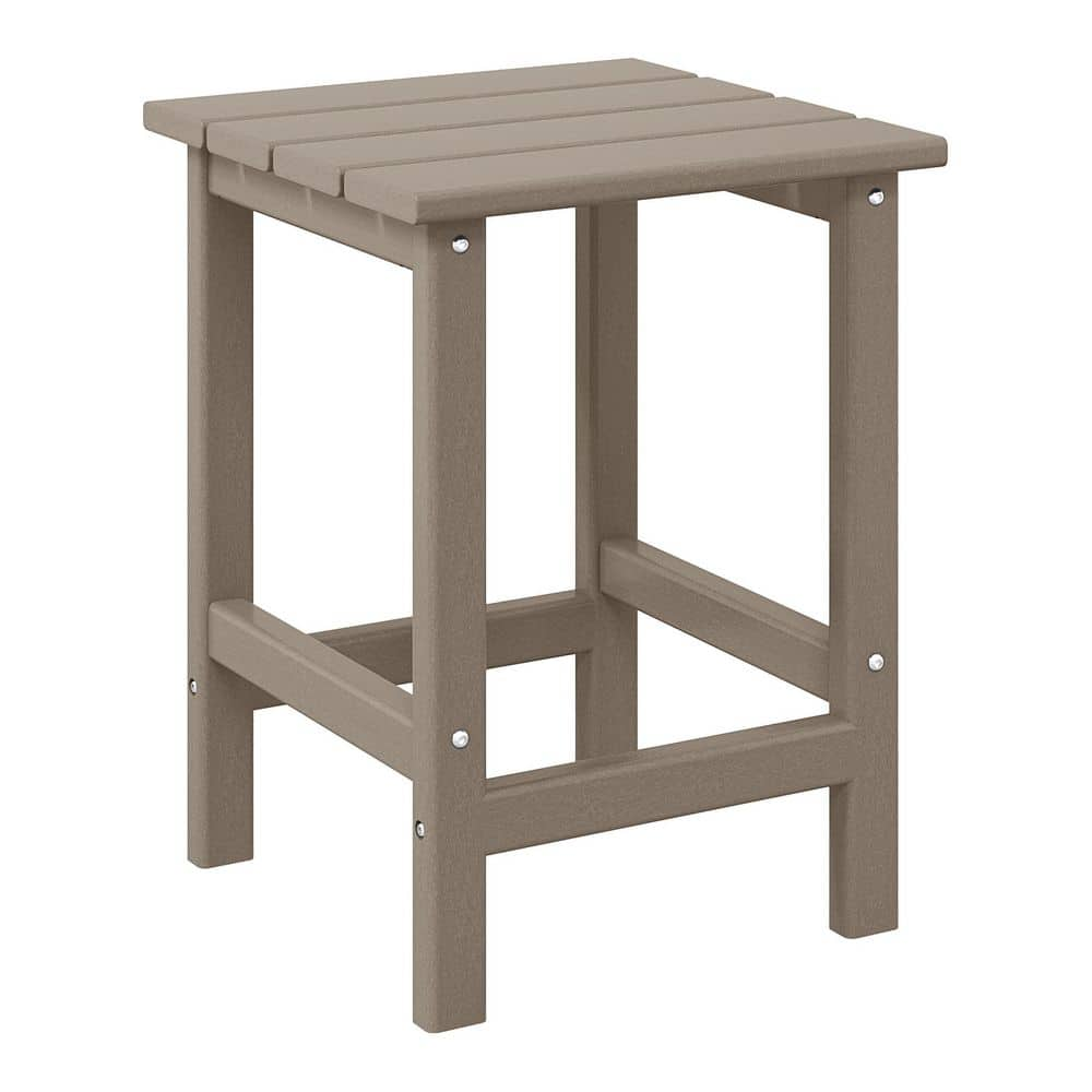 (maybe incomplete) Polytrends Laguna Hdpe All Weather Outdoor Patio Square Side Table Weathered Wood