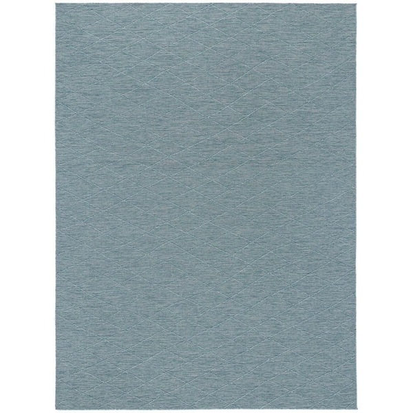 Nourison Practical Solutions Aqua 8 ft. x 10 ft. Diamond Contemporary Area Rug