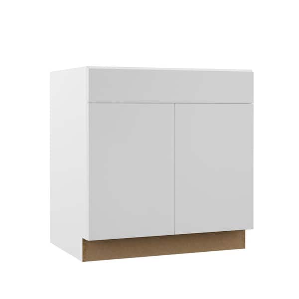 Hampton Bay Designer Series Edgeley Assembled 33x34.5x23.75 in. Base Kitchen Cabinet in White