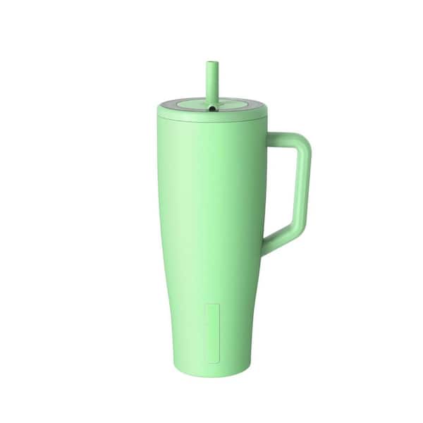 40 oz. Tumbler Stainless Steel with Handle and Straw, 100% Leakproof Insulated Water Bottle in Green