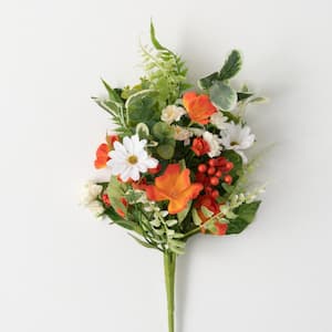 21 " Artificial Tangerine & Cream Mixed Flower Bush
