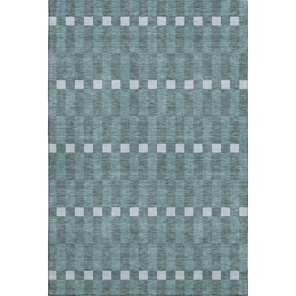 Mayfield Premium Machine Washable Abstract AMF2547 Teal 10 ft. x 14 ft. Area Rug