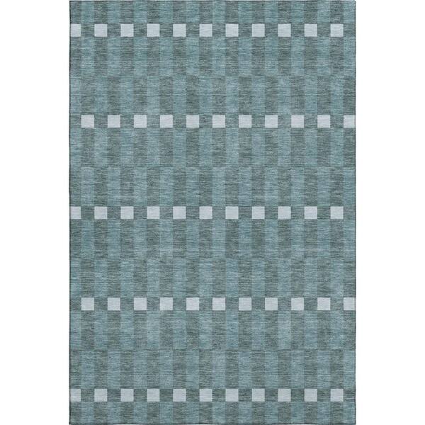Mayfield Premium Machine Washable Abstract AMF2547 Teal 9 ft. x 12 ft. Area Rug