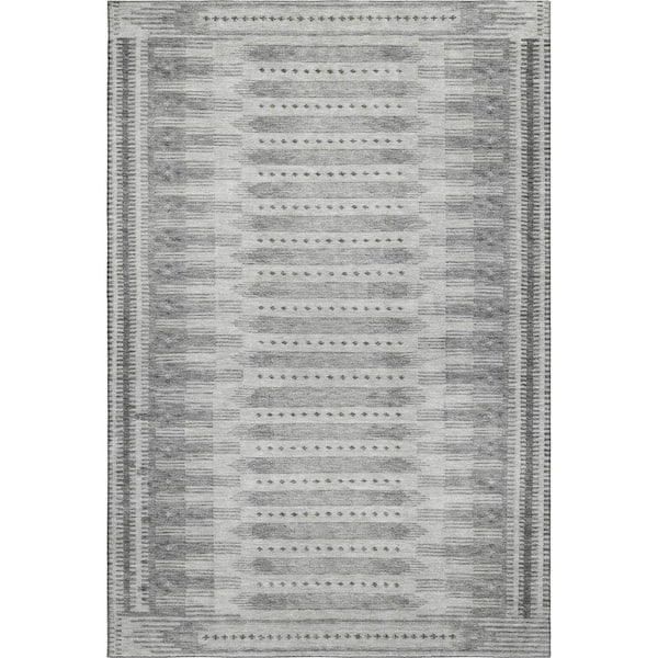 Mayfield Premium Machine Washable Abstract AMF1917 Gray 5 ft. x 7 ft. 6 in. Area Rug