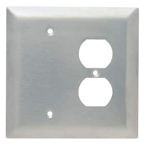 Pass & Seymour 302/304 S/S 2 Gang 1 Box Mounted Blank 1 Duplex Oversized Wall Plate, Stainless Steel (1-Pack)