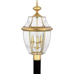 Newbury 1-Light Polished Brass Outdoor Post Lantern