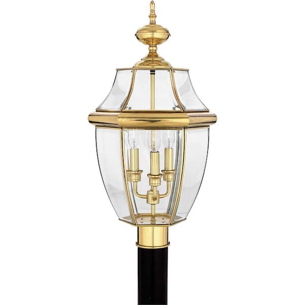 Quoizel Newbury 1-Light Polished Brass Outdoor Post Lantern