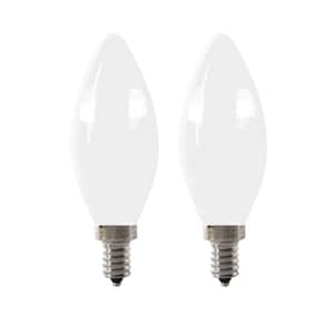 40-Watt Equivalent B10 E12 Candelabra Dimmable Filament CEC Frosted Glass Chandelier LED Light Bulb Soft White (2-Pack)