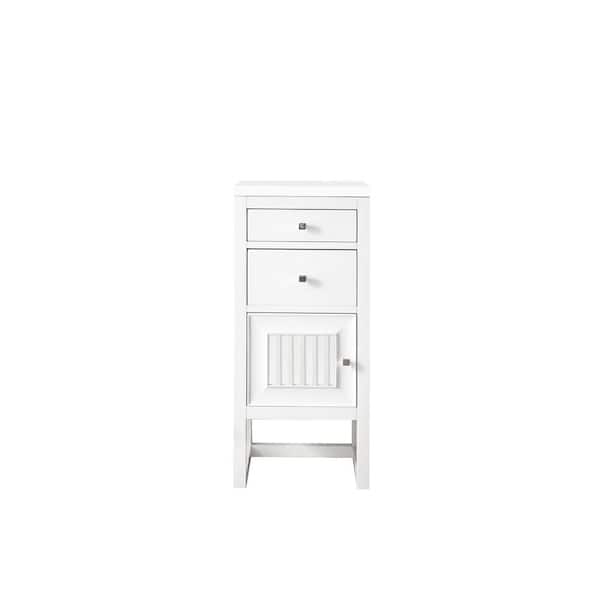 James Martin Vanities Athens 15.0 in. W x 15 in.D x 33.3 in. H Vanity Side Cabinet in Glossy White with Quartz Vanity Top in Classic White