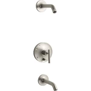 Purist Lever 1-Handle Wall-Mount Trim Kit with Push Button Diverter in Vibrant Brushed Nickel (Valve Not Included)