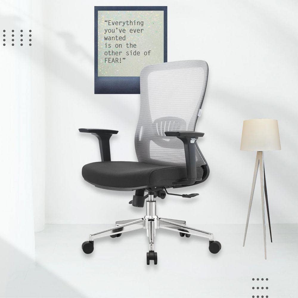 Office Chair Ergonomic Mid-Back Mesh Computer Chair with Swivel and Tilt Adorit Series in Light Grey