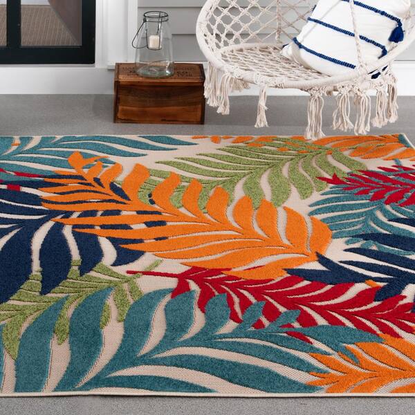 LOOMAKNOTI Citite Cream/Blue 2 ft. 2 in. x 7 ft. 6 in. Floral