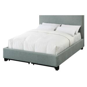Geneva Ariana Blue Bluebird Linen Queen Storage Bed with Hidden Footboard Drawers