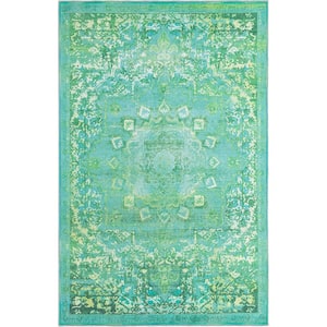 Renaissance Roma Spring Green 6 ft. x 9 ft. Machine Washable Area Rug