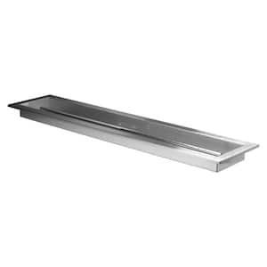 36 in. x 6 in. Linear Drop-In Fire Pit Pan with Burner, Stainless Steel, Beveled Lip