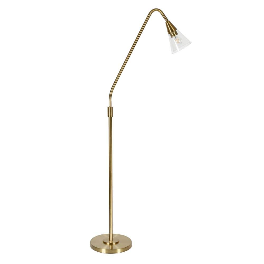 HomeRoots 65 in. Gold 1 1-Way (On/Off) Standard Floor Lamp for Living ...