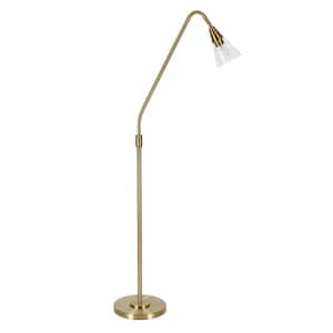 65 in. Gold 1 1-Way (On/Off) Standard Floor Lamp for Living Room with Glass Dome Shade