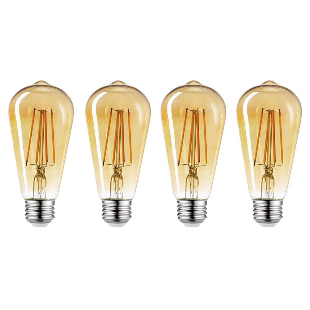 Amber Glass Vintage Edison Dimmable LED Bulb, 4-Pack