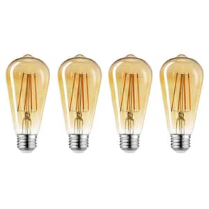 60 Watt Equivalent ST19 Dimmable Straight Filament Vintage Edison LED Light Bulb, Warm Amber Light (4-Pack)