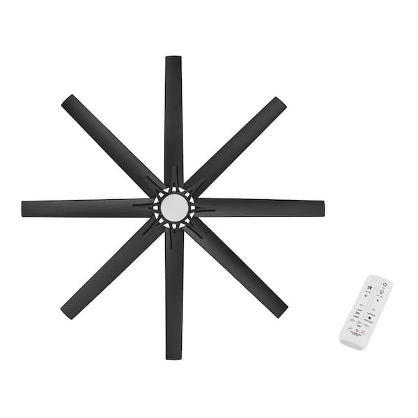 Kensgrove 72 in. LED Indoor/Outdoor Matte Black Ceiling Fan with Light and Remote Control