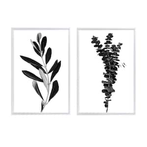 Olive and Eucalyptus Branches Framed Canvas Wall Art - 12 in. x 18 in. Each, by Kelly Merkur 2-Piece Set White Frames