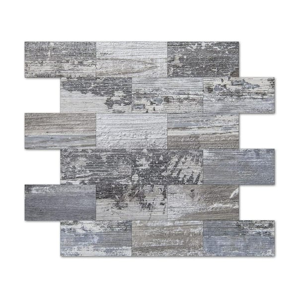 null Light-Gray 13.5 in. x 11.4 in. PVC Peel and Stick Tile for Kitchen Backplash, Bathroom, Fireplace (9.6 sq. ft./Box)