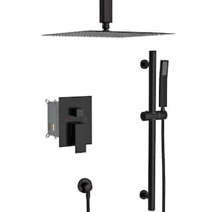 1-Spray 16 in. Wall Mounted Dual Shower Head and Handheld Shower Head 1.8 GPM with Slide Bar in Oil Rubbed Bronze