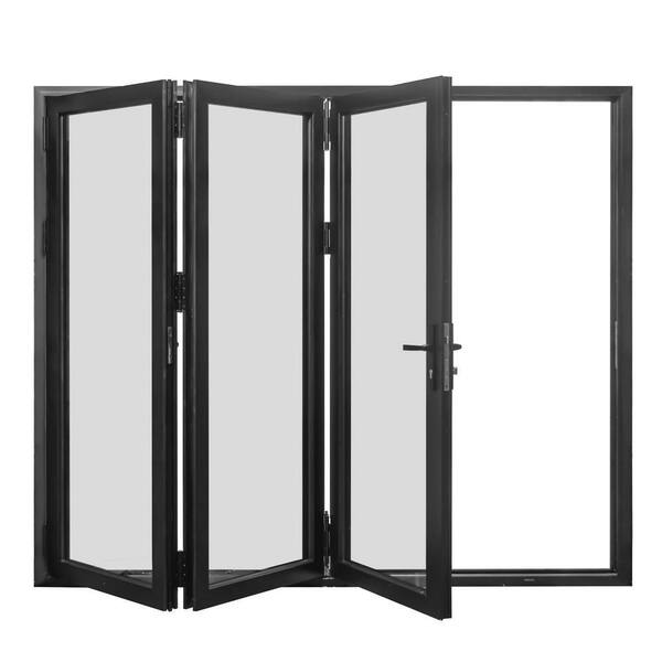 Forever Doors 96 in. x 80 in. Matte Black Left Out-Swing Thermal Break Aluminum Folding Door