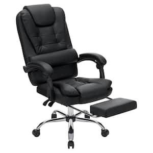 Black Leather Ergonomic Executive Office Chair Adjustable Computer Chair with Armrest, Footrest and Lumbar Support