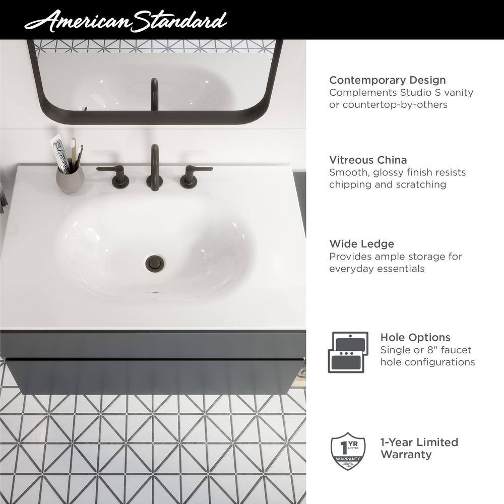 Studio S 33'' White Ceramic Wall-Mount Vanity Sink