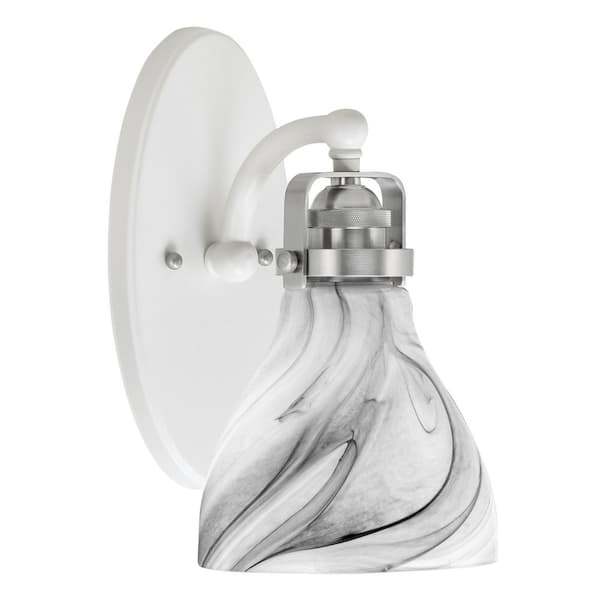 Unbranded Decatur 1-Light White and Brushed Nickel Wall Sconce