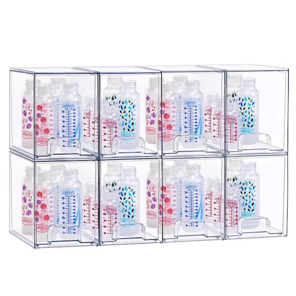 Clear Acrylic Pull-Out Organizer, Tall Stackable Storage Drawers, 8 Pack Plastic Organizer Bins